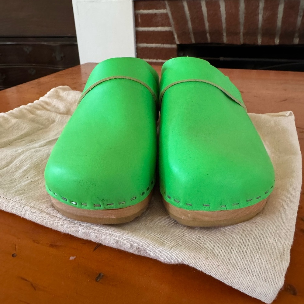 Swedish Hasbeens Green Mules